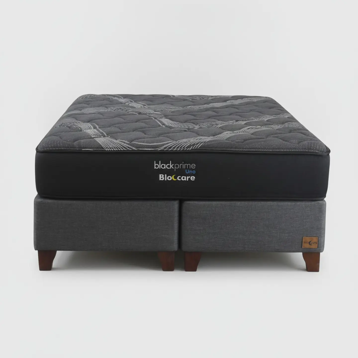 Cama Super King Box 30 cm + Colchon Black Prime - Modelo Uno / Con Patas De Madera (Gris) 5