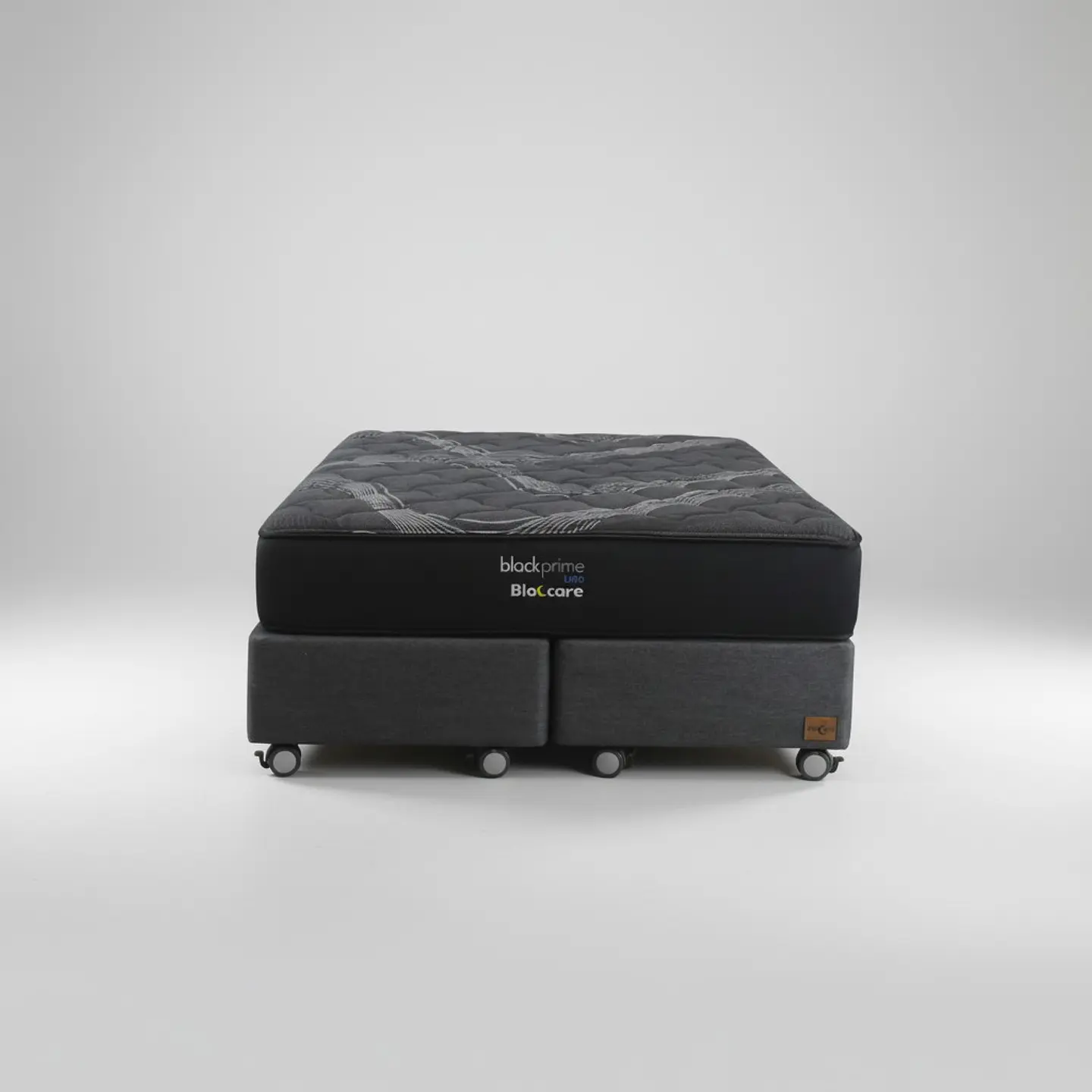Cama 2 Plazas Box 30 cm + Colchon Black Prime - Modelo Uno- Ruedas A Eleccion (Gris) 2