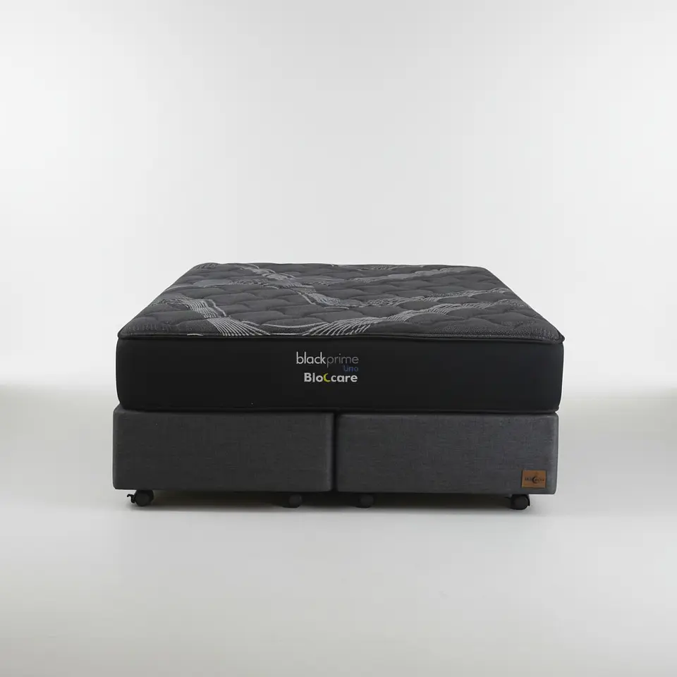 Cama King Box 30 cm + Colchon Black Prime - Modelo Uno- Ruedas A Eleccion (Gris) 8