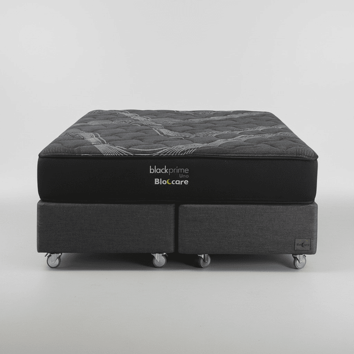 Cama Super King Box 30 cm + Colchon Black Prime - Modelo Uno- Ruedas A Eleccion (Gris) 4