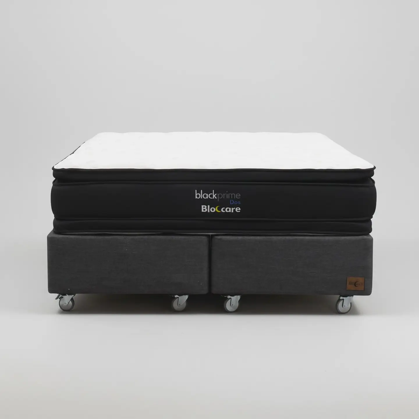 Cama 2 Plazas Box 30 cm + Colchon Black Prime - Modelo Dos - Ruedas A Eleccion (Gris) 4