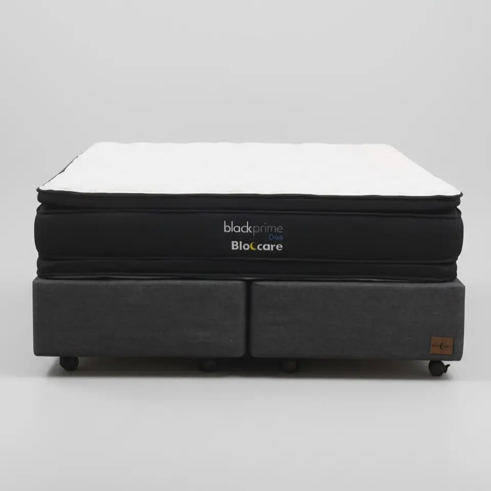 Cama 2 Plazas Box 30 cm + Colchon Black Prime - Modelo Dos - Ruedas A Eleccion (Gris) 8