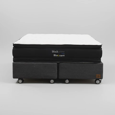 Cama Super King Box 30 cm + Colchon Black Prime - Modelo Dos - Ruedas A Eleccion (Gris)