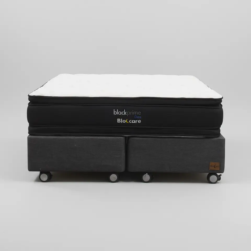 Cama Super King Box 30 cm + Colchon Black Prime - Modelo Dos - Ruedas A Eleccion (Gris) 2