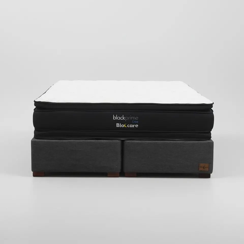Cama Super King Box 30 cm + Colchon Black Prime - Modelo Dos - Patas De Madera (Gris) 2