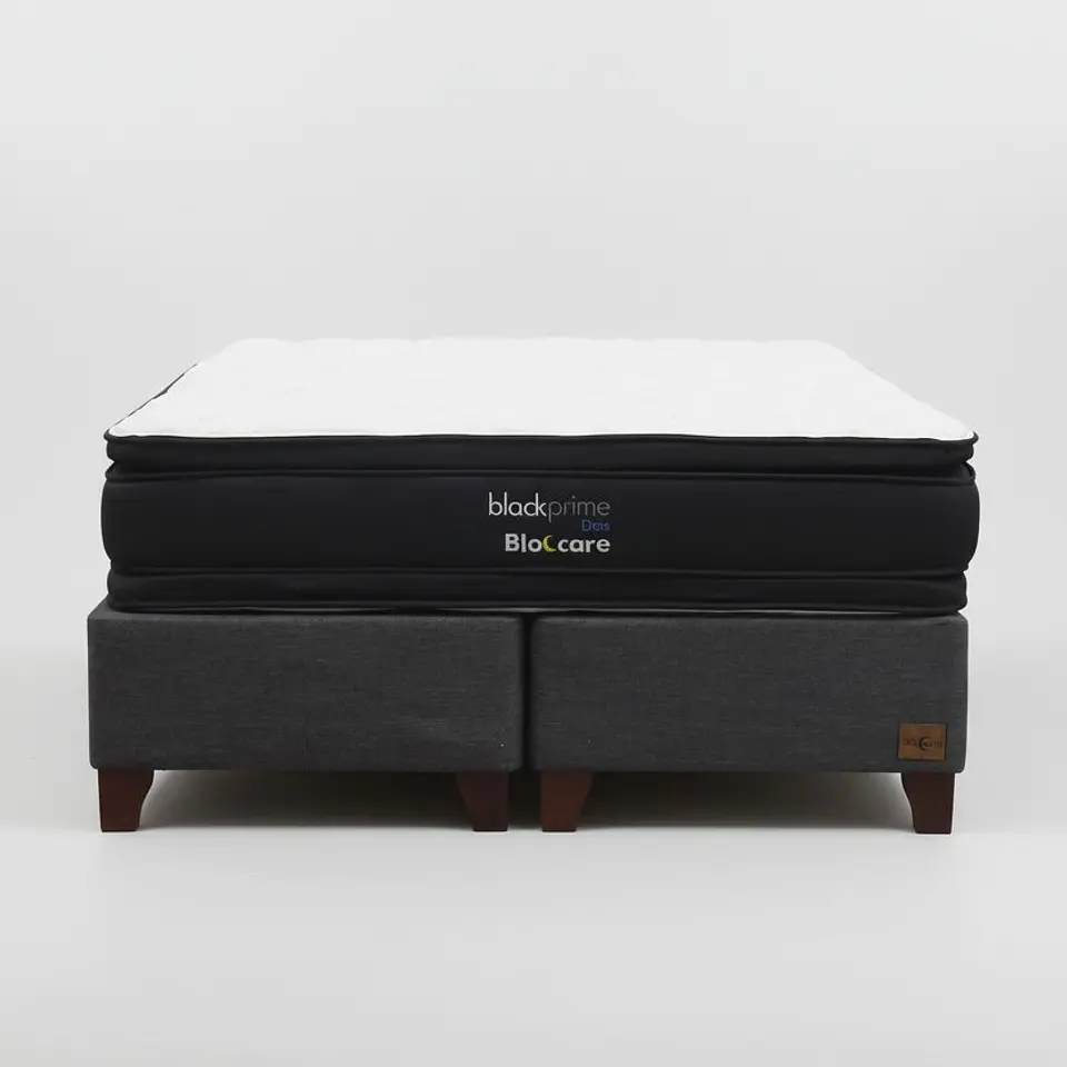 Cama Super King Box 30 cm + Colchon Black Prime - Modelo Dos - Patas De Madera (Gris) 4