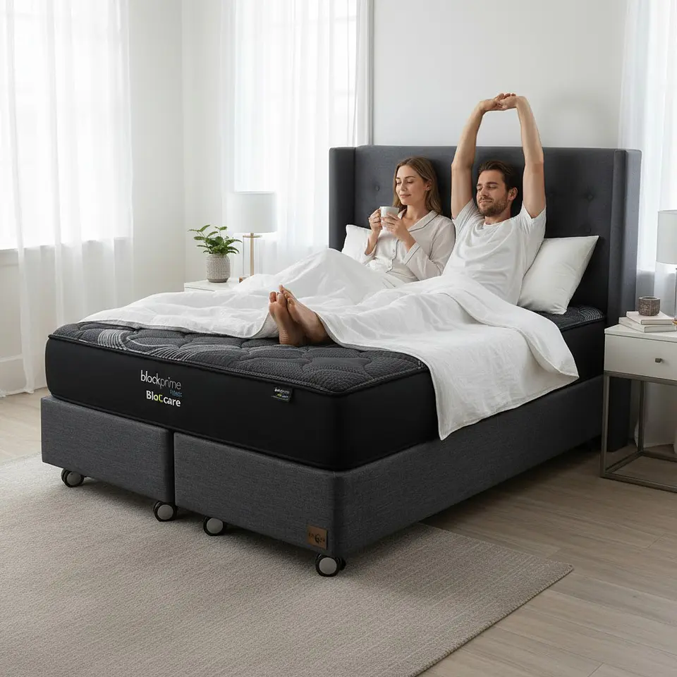 Cama King Box 30 cm + Colchon Black Prime - Modelo Uno+ Respaldo / Con Ruedas A Eleccion (Gris) 1