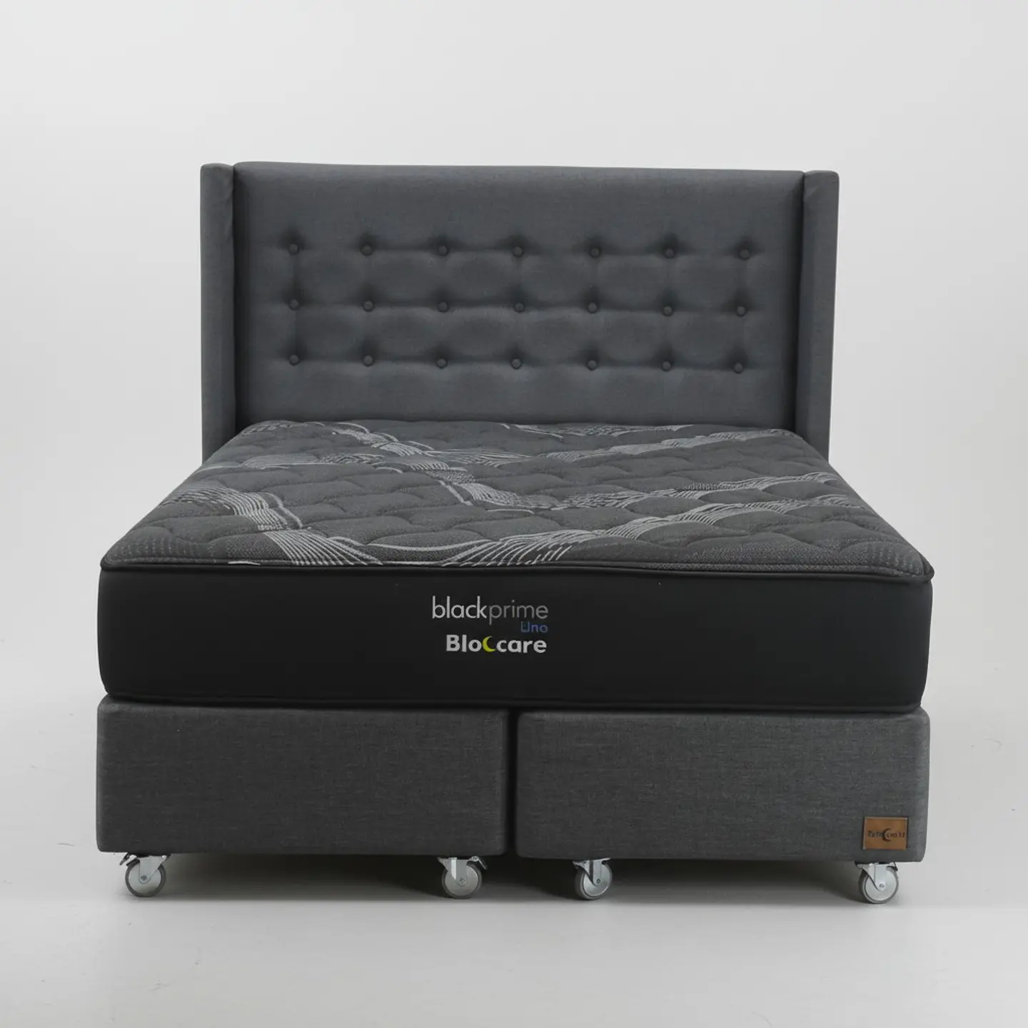 Cama King Box 30 cm + Colchon Black Prime - Modelo Uno+ Respaldo / Con Ruedas A Eleccion (Gris) 5