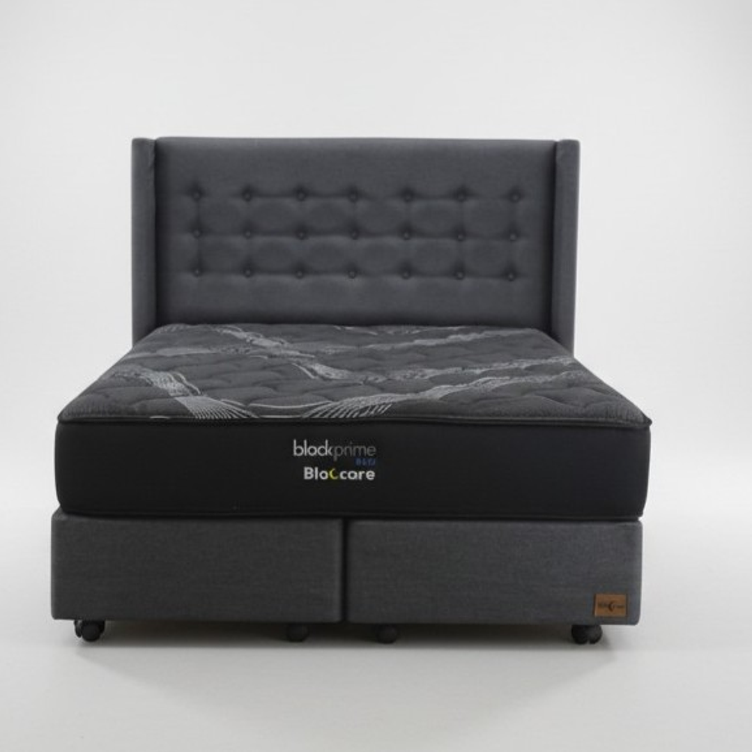 Cama Super King Box 30 cm + Colchon Black Prime - Modelo Uno+ Respaldo / Con Ruedas A Eleccion (Gris) 9