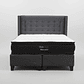 Cama King Box 30 cm + Colchon Black Prime - Modelo Dos + Respaldo / Con Patas De Madera (Gris) - thumbnail 4