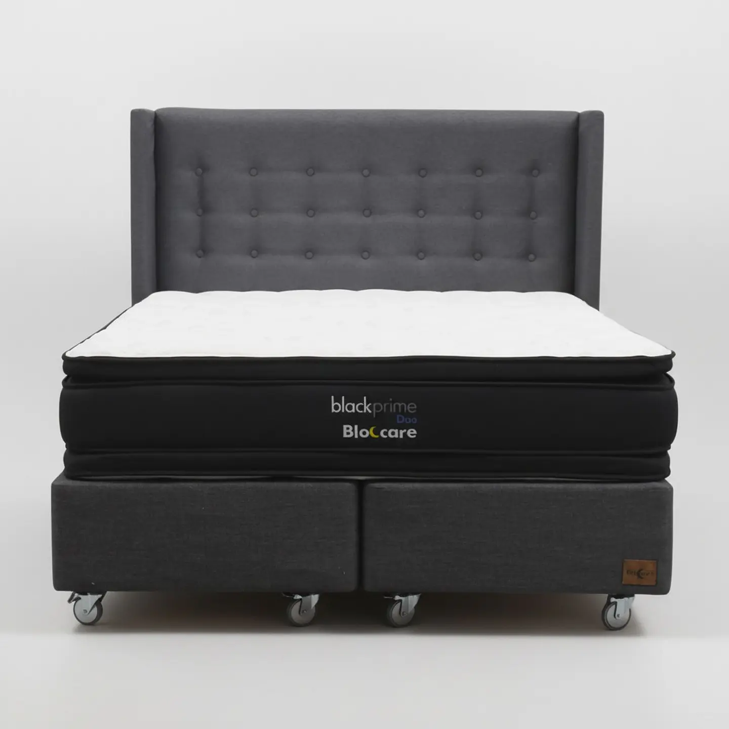 Cama Super King Box 30 cm + Colchon Black Prime - Modelo Dos + Respaldo / Con Ruedas A Eleccion (Gris) 5