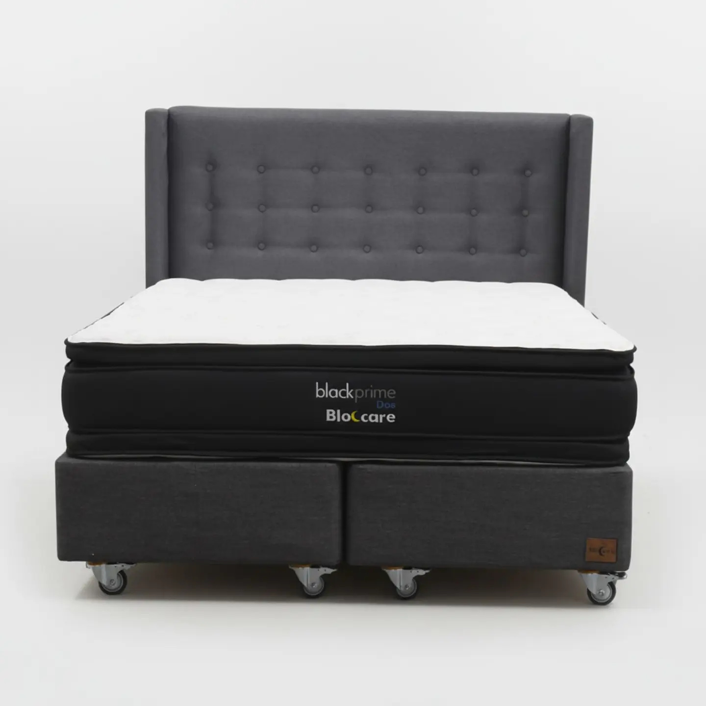 Cama Super King Box 30 cm + Colchon Black Prime - Modelo Dos + Respaldo / Con Ruedas A Eleccion (Gris) 7