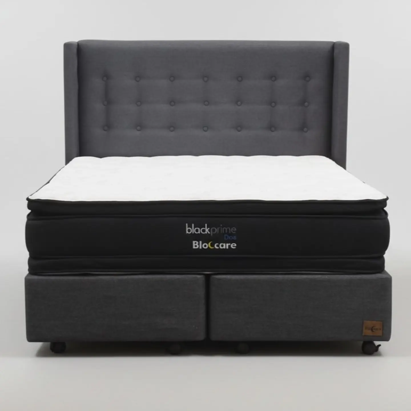 Cama Super King Box 30 cm + Colchon Black Prime - Modelo Dos + Respaldo / Con Ruedas A Eleccion (Gris) 9