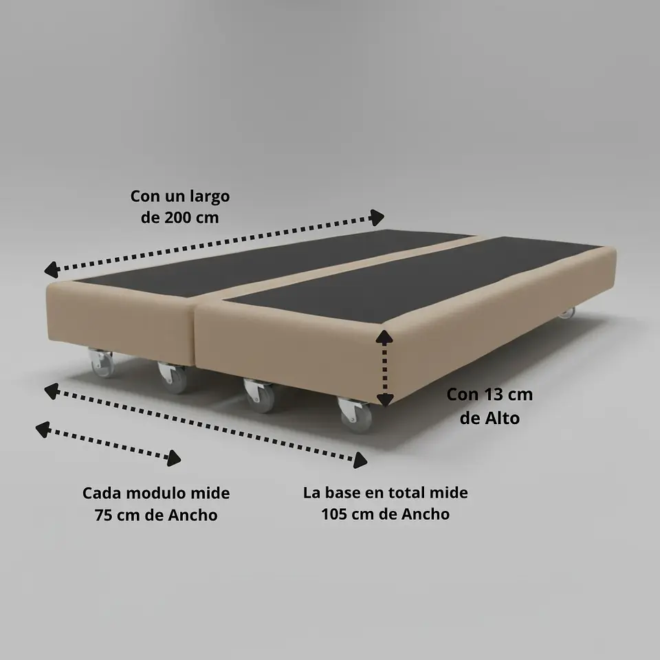 Base De Cama 1.5 Plaza Dividida Box 13 cm / Dif. Ruedas 2