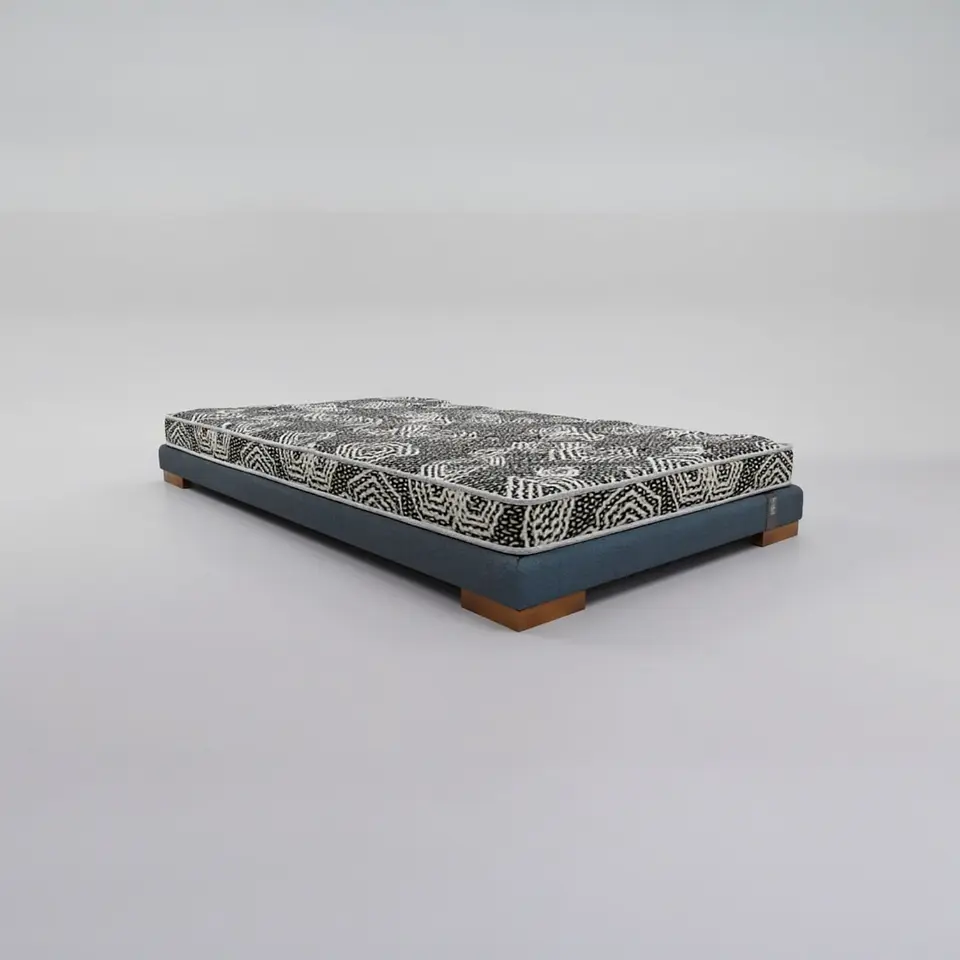 Cama 1 Plaza Box 8 cm + Colchon Modelo Ideal / Con Patas De Madera (Gris) 2