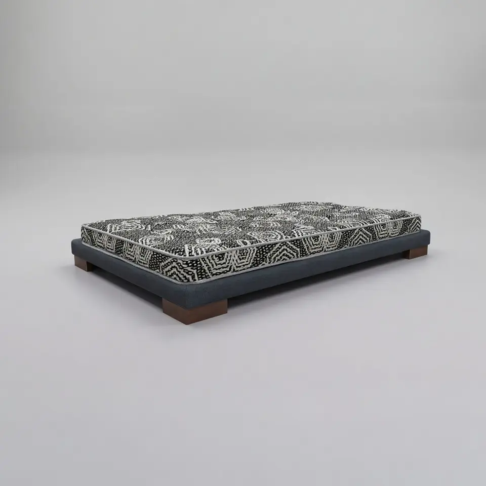 Cama 1 Plaza Box 8 cm + Colchon Modelo Ideal / Con Patas De Madera (Gris) 5