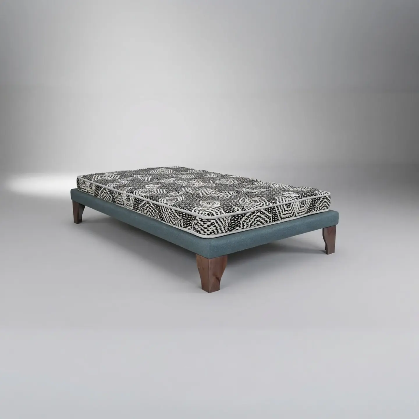 Cama 1 Plaza Box 8 cm + Colchon Modelo Ideal / Con Patas De Madera (Gris) 8