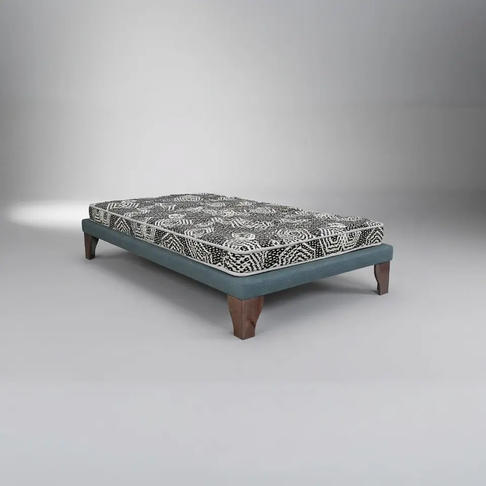 Cama 1 Plaza Box 8 cm + Colchon Modelo Ideal / Con Patas De Madera (Gris) 8