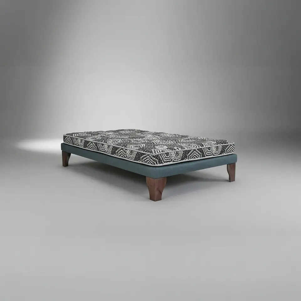 Cama 1 Plaza Box 8 cm + Colchon Modelo Ideal / Con Patas De Madera (Gris) 11