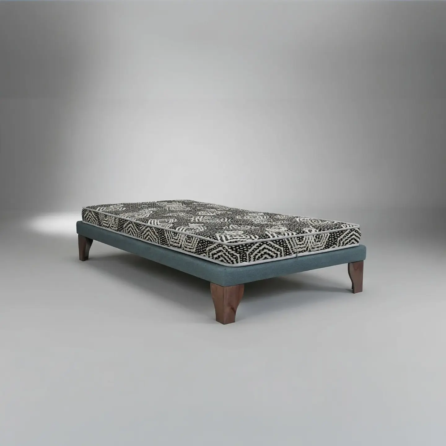 Cama 1 Plaza Box 8 cm + Colchon Modelo Ideal / Con Patas De Madera (Gris) 14