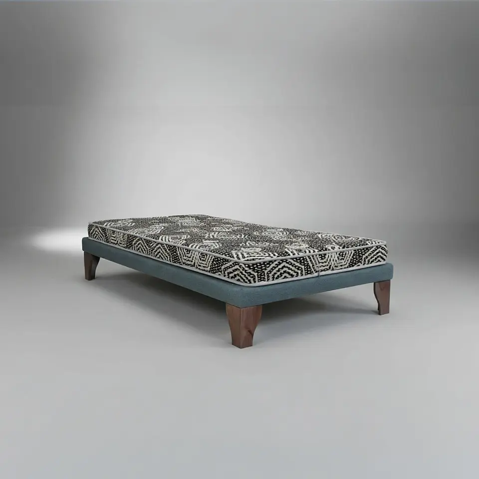 Cama 1 Plaza Box 8 cm + Colchon Modelo Ideal / Con Patas De Madera (Gris) 14