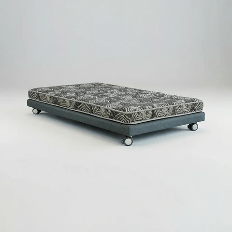 Cama 1.5 Plaza Box 8 cm + Colchon Modelo Ideal - Ruedas A Eleccion (Gris)