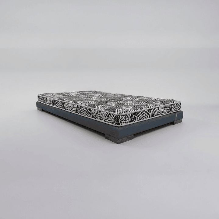 Cama 1.5 Plaza Box 8 cm + Colchon Modelo Ideal / Con Patas De Madera (Gris) 2