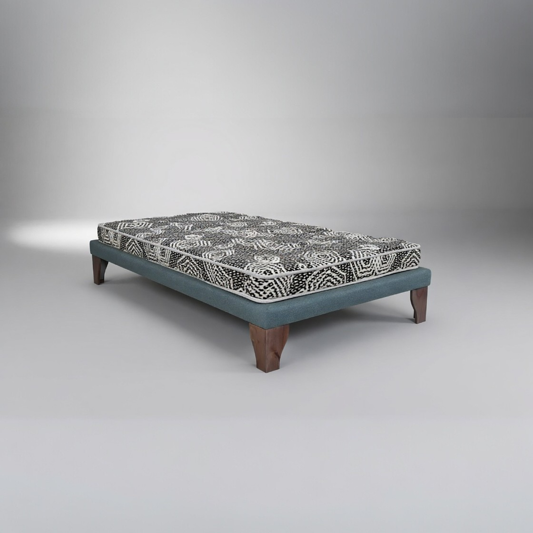 Cama 1.5 Plaza Box 8 cm + Colchon Modelo Ideal / Con Patas De Madera (Gris) 8