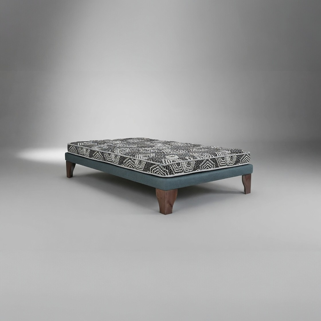 Cama 1.5 Plaza Box 8 cm + Colchon Modelo Ideal / Con Patas De Madera (Gris) 11
