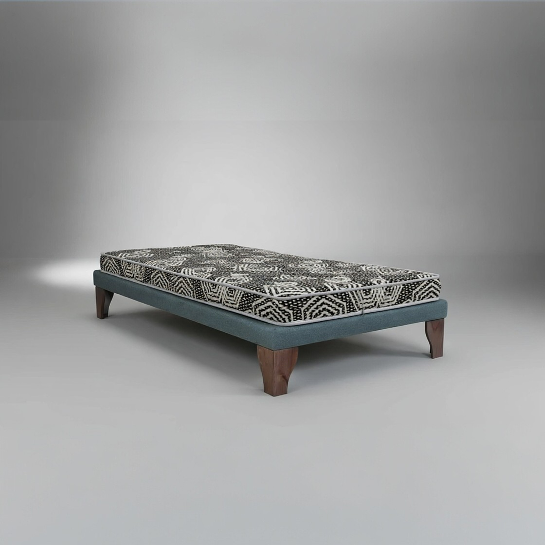 Cama 1.5 Plaza Box 8 cm + Colchon Modelo Ideal / Con Patas De Madera (Gris) 14