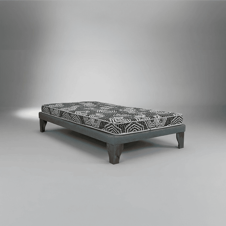Cama 1.5 Plaza Box 8 cm + Colchon Modelo Ideal / Con Patas De Madera (Gris) 14