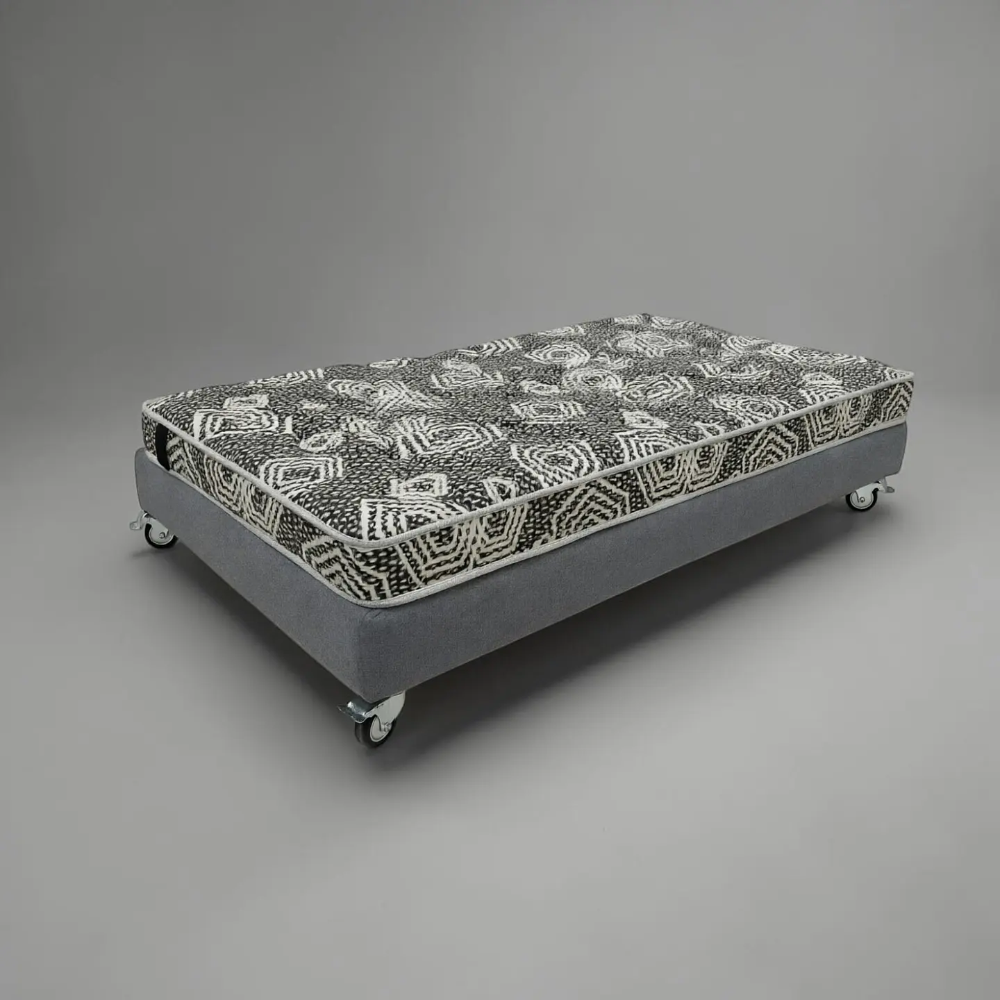 Cama 1 Plaza Box 13 cm + Colchon Modelo Ideal - Ruedas A Eleccion (Gris) 7
