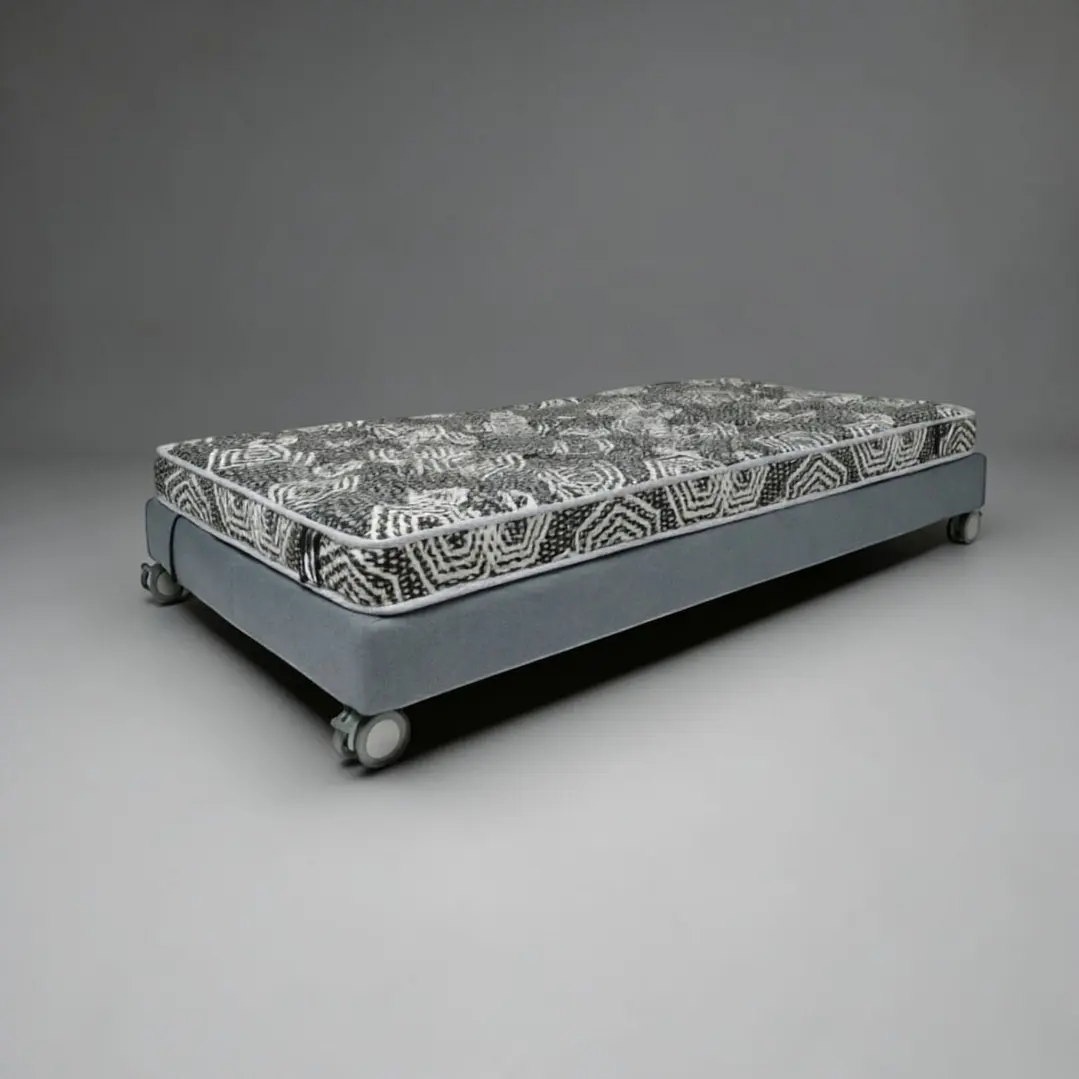 Cama 1 Plaza Box 13 cm + Colchon Modelo Ideal - Ruedas A Eleccion (Gris) 3