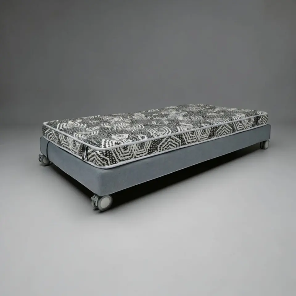 Cama 1 Plaza Box 13 cm + Colchon Modelo Ideal - Ruedas A Eleccion (Gris) 3