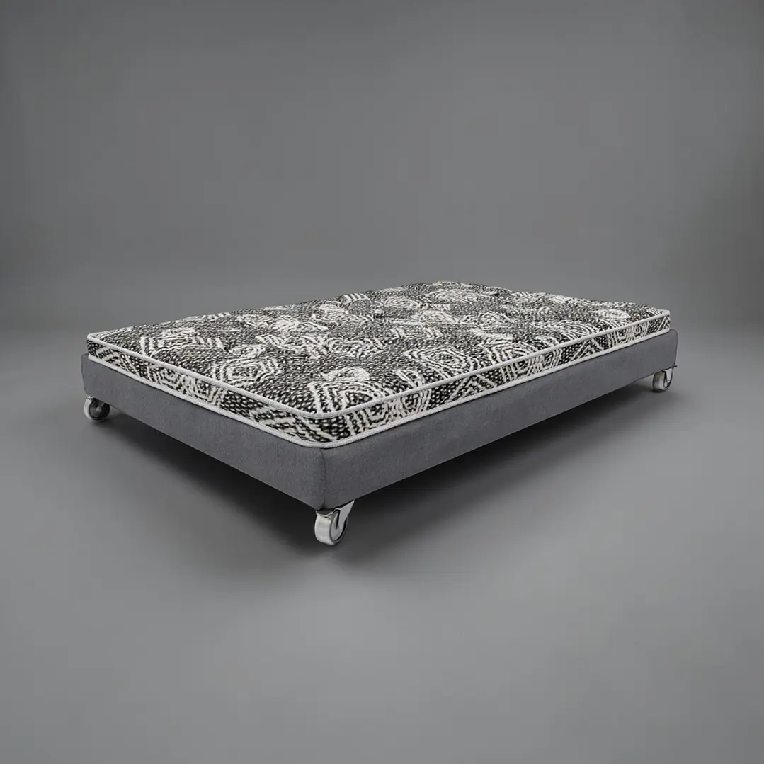 Cama 1 Plaza Box 13 cm + Colchon Modelo Ideal - Ruedas A Eleccion (Gris) 5