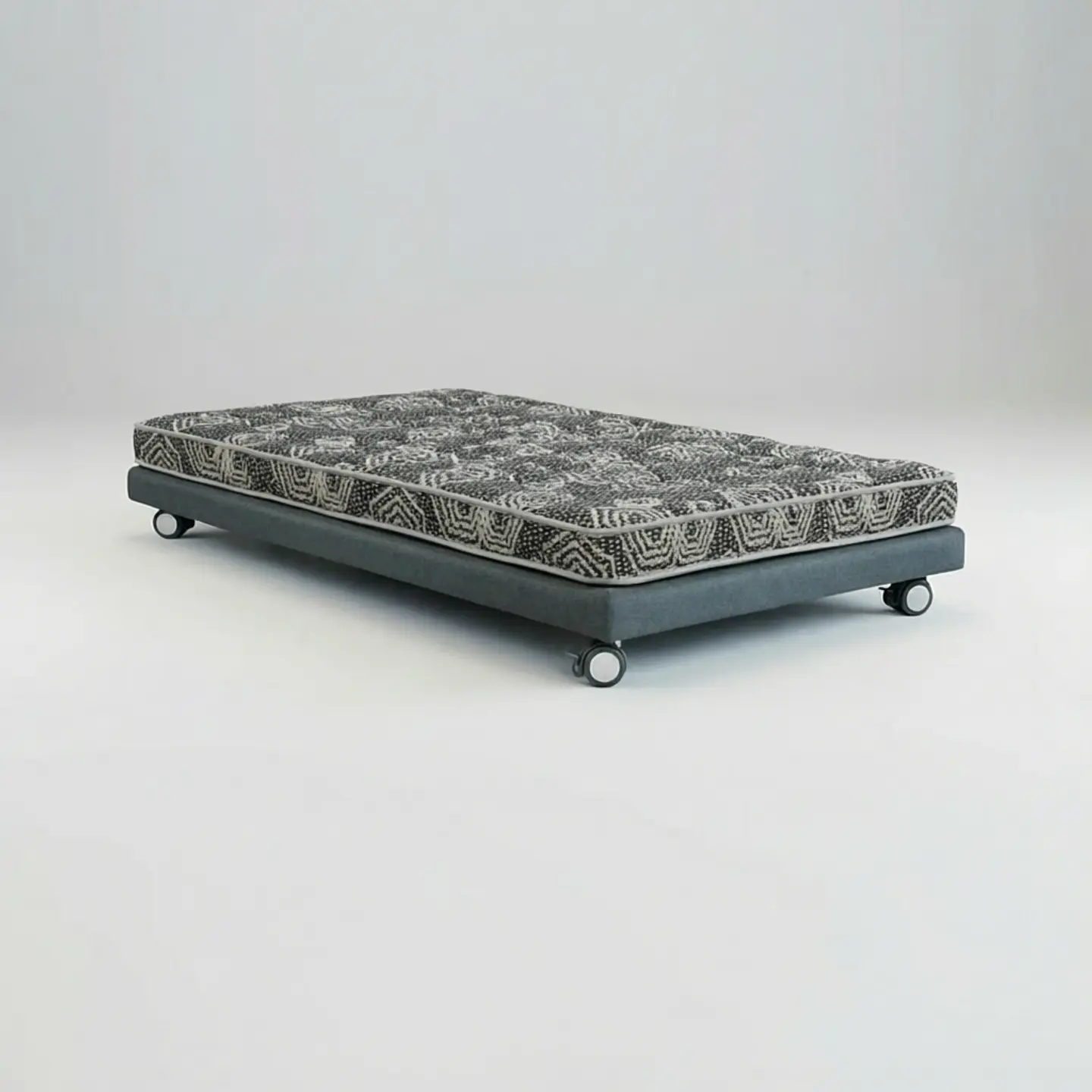 Cama 1 Plaza Box 8 cm + Colchon Modelo Ideal - Ruedas A Eleccion (Gris) 3