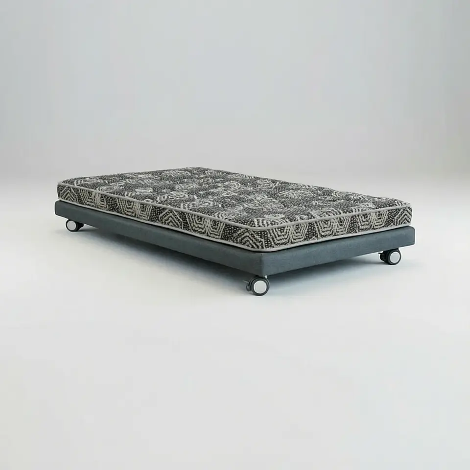 Cama 1 Plaza Box 8 cm + Colchon Modelo Ideal - Ruedas A Eleccion (Gris) 3