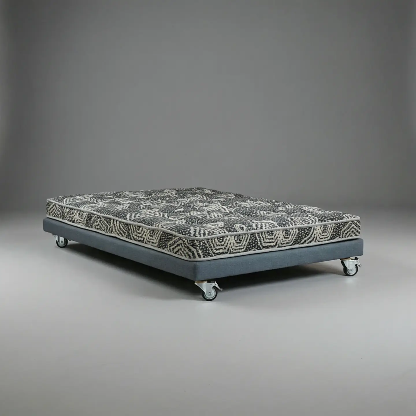 Cama 1 Plaza Box 8 cm + Colchon Modelo Ideal - Ruedas A Eleccion (Gris) 7