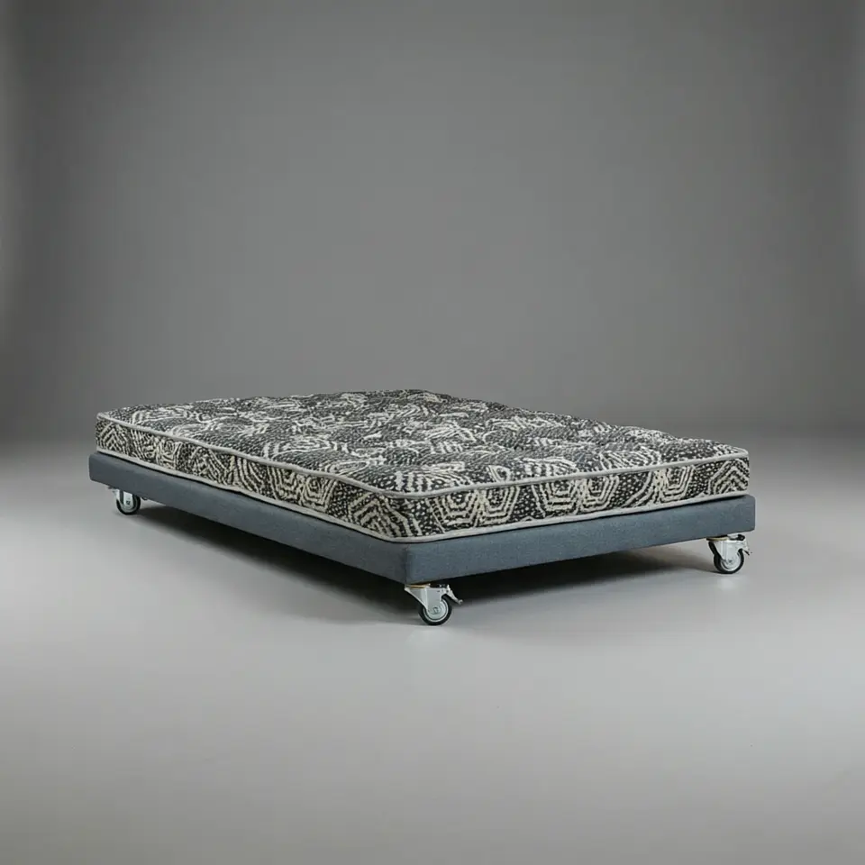 Cama 1 Plaza Box 8 cm + Colchon Modelo Ideal - Ruedas A Eleccion (Gris) 7