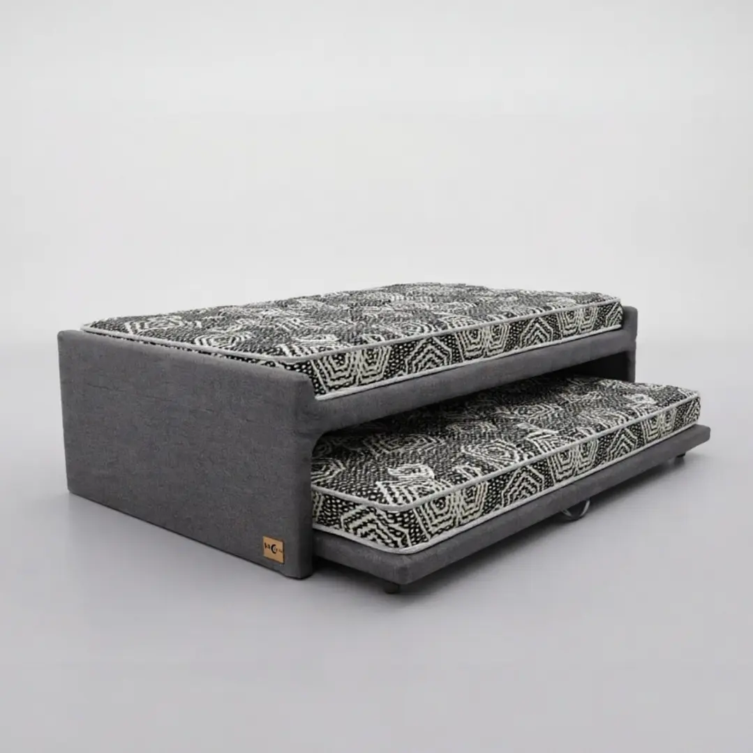 Cama NIDO 1.5 Plaza / 190 cm Arriba y Abajo - Colchón Ideal- Ruedas Diván (Gris) 1