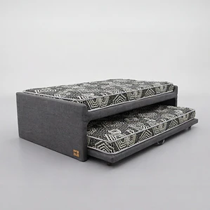 Cama NIDO 1.5 Plaza / 190 cm Arriba y Abajo - Colchón Ideal- Ruedas Diván (Gris)