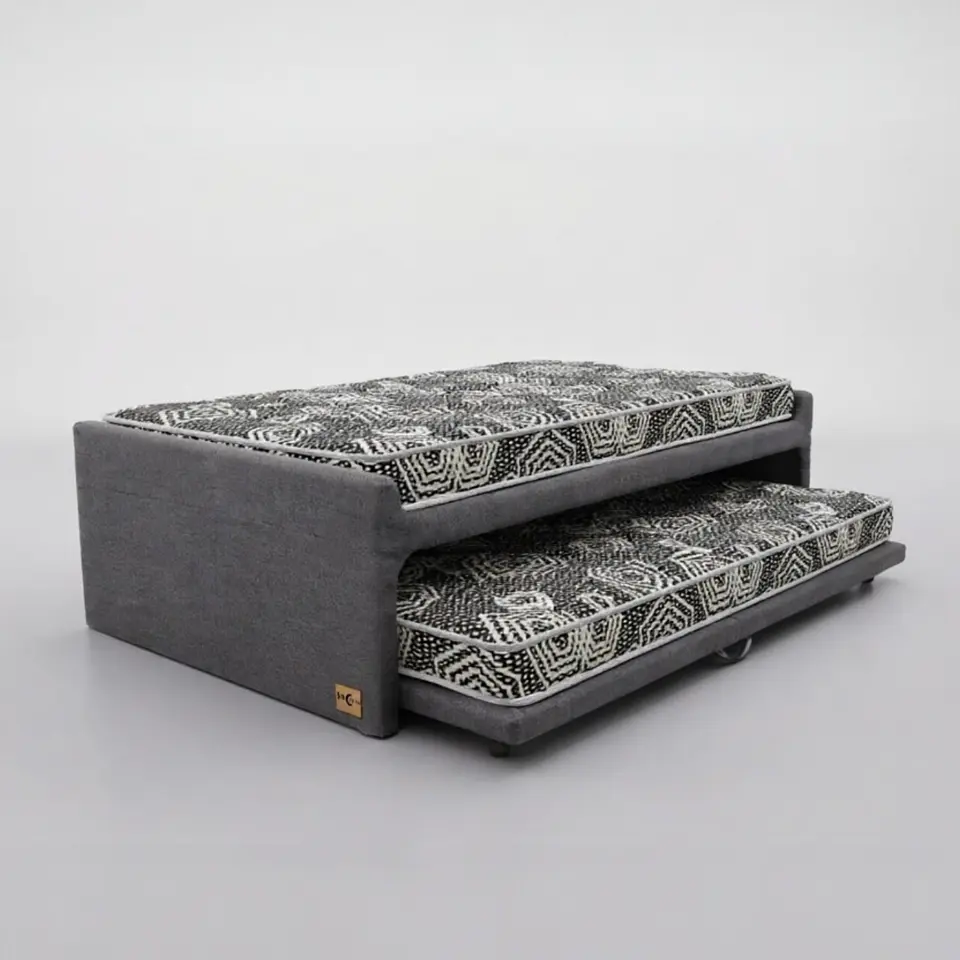 Cama NIDO 1.5 Plaza / 190 cm Arriba y Abajo - Colchón Ideal- Ruedas Diván (Gris) 1