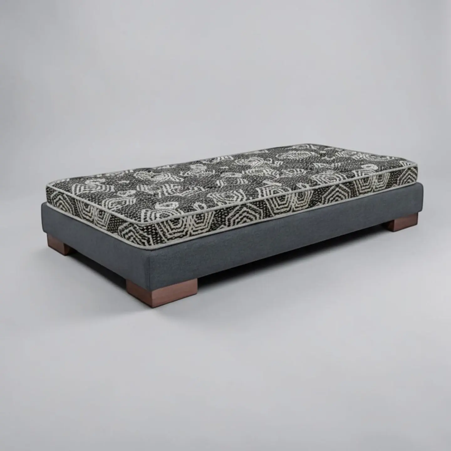 Cama 1 Plaza Box 13 cm + Colchon Modelo Ideal / Con Patas De Madera (Gris) 2