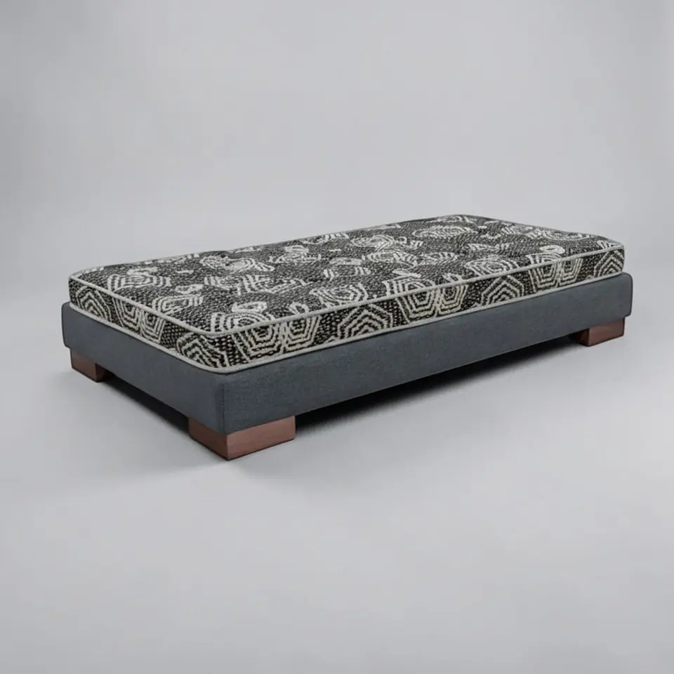 Cama 1 Plaza Box 13 cm + Colchon Modelo Ideal / Con Patas De Madera (Gris) 2