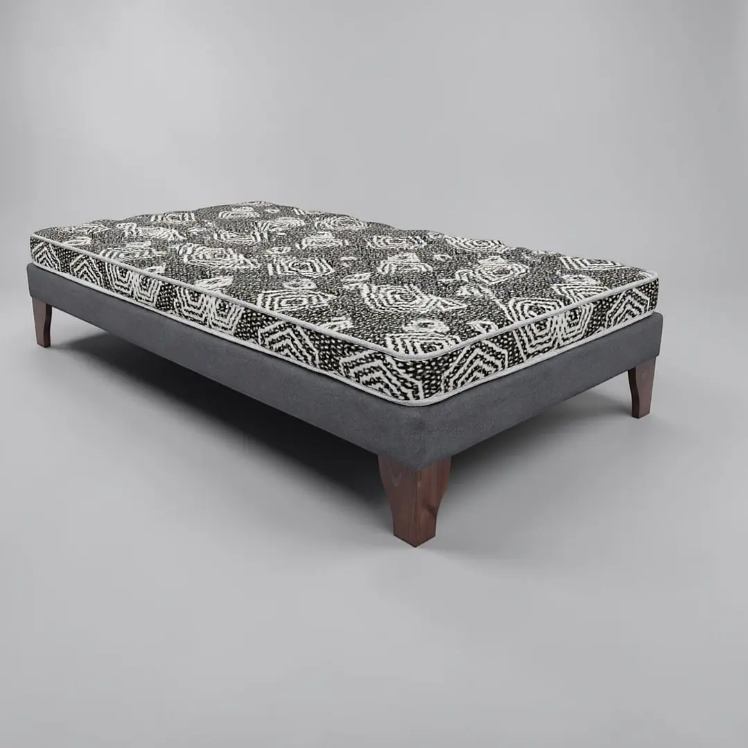 Cama 1 Plaza Box 13 cm + Colchon Modelo Ideal / Con Patas De Madera (Gris) 8