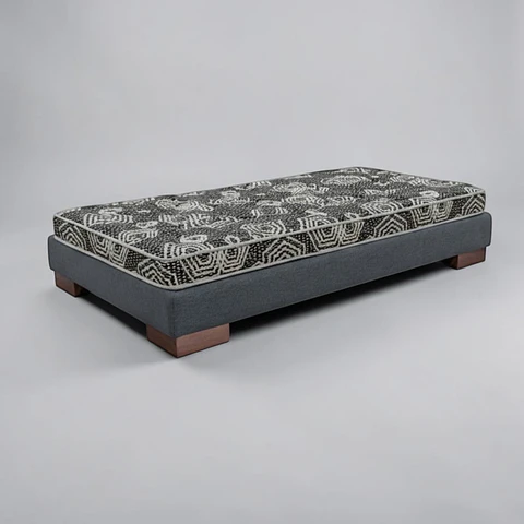 Cama 1.5 Plaza Box 13 cm + Colchon Modelo Ideal / Con Patas De Madera (Gris)