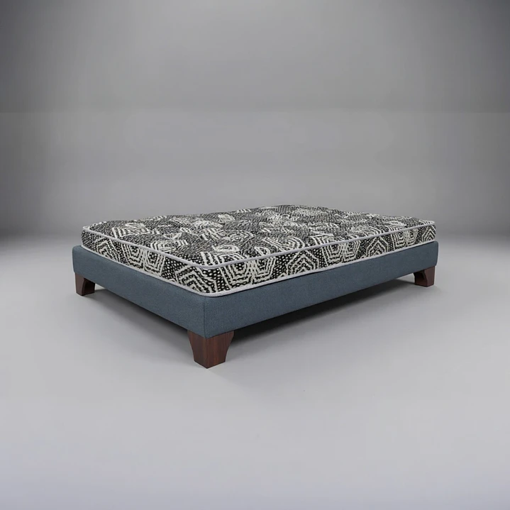 Cama 1.5 Plaza Box 13 cm + Colchon Modelo Ideal / Con Patas De Madera (Gris) 6