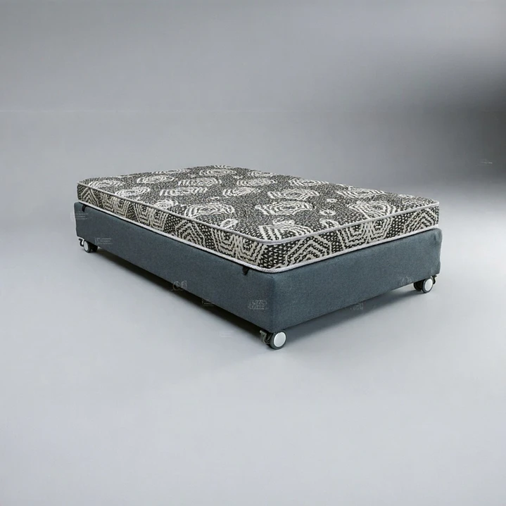 Cama 1 Plaza Box 30 cm + Colchon Modelo Ideal - Ruedas A Eleccion (Gris) 3