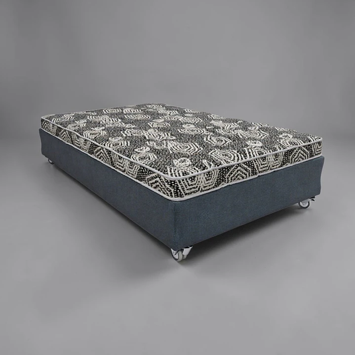 Cama 1 Plaza Box 30 cm + Colchon Modelo Ideal - Ruedas A Eleccion (Gris) 5