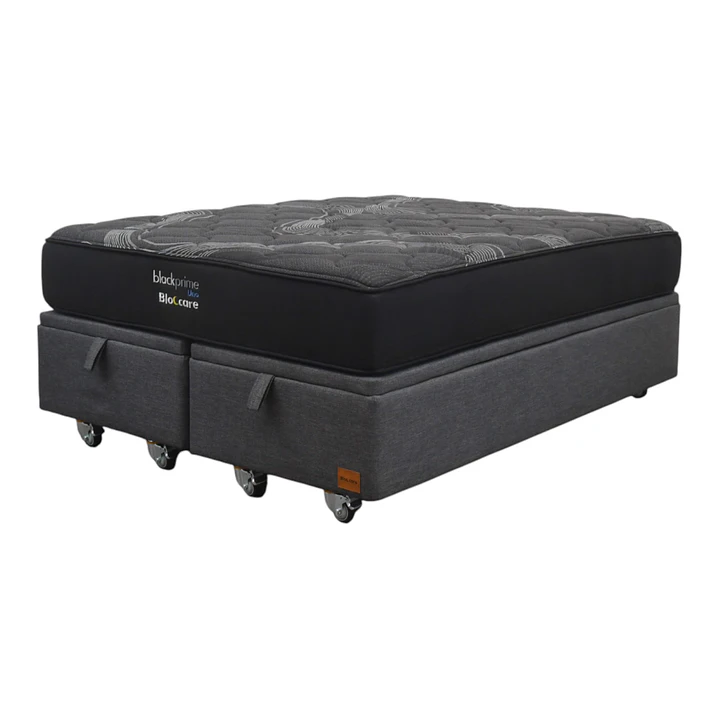 Cama Baul 2 Plaza + Colchon Black Prime - Modelo Uno / Ruedas A Eleccion (Gris) 9